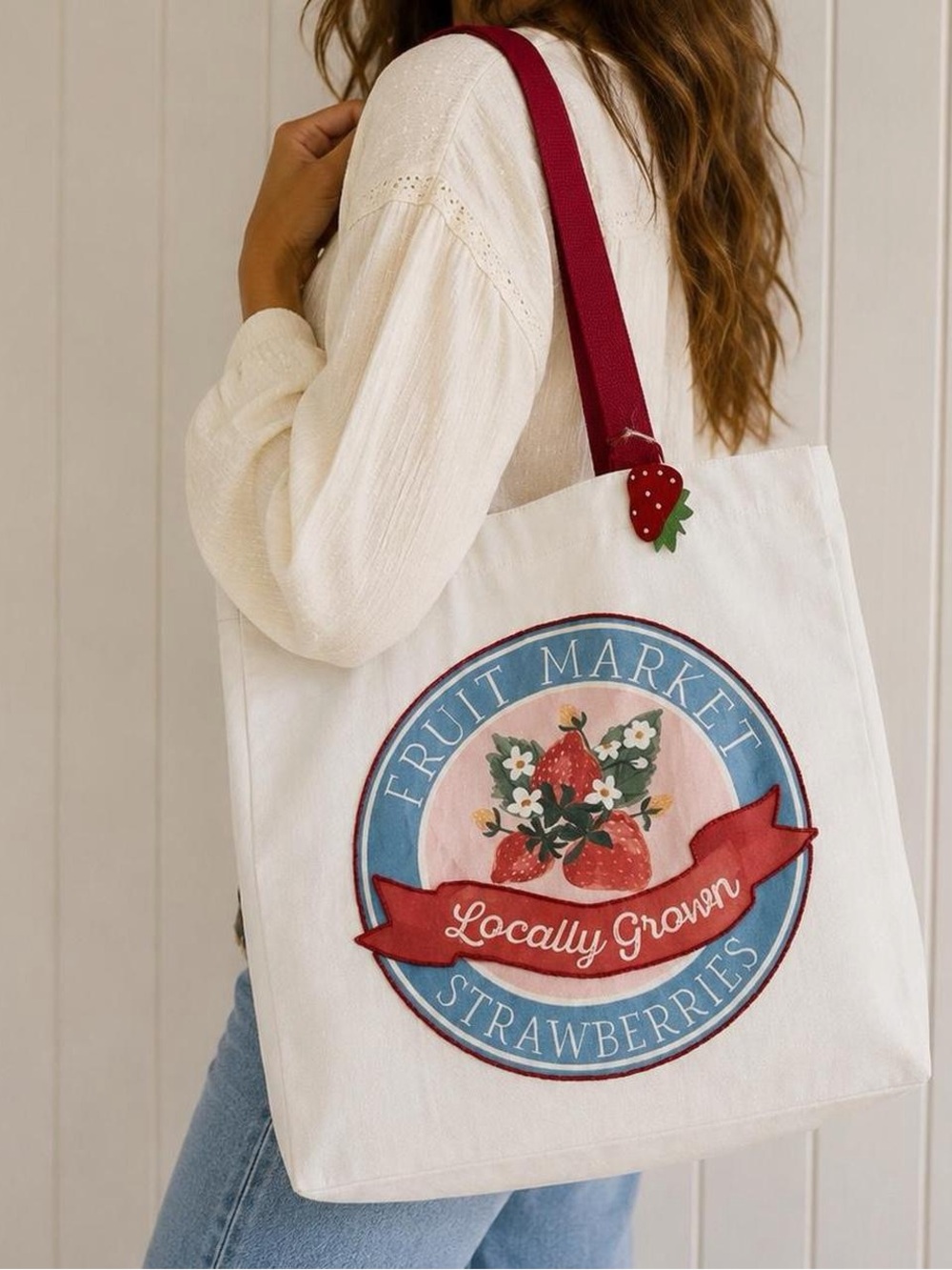 "Locally Grown Strawberries" Canvas Tote Bag